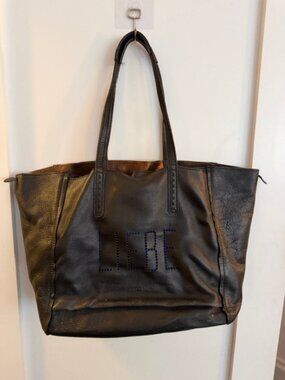 Liebeskind Berlin Reversible Black Leather Tote Metallic Interior w/ Pouch Dust